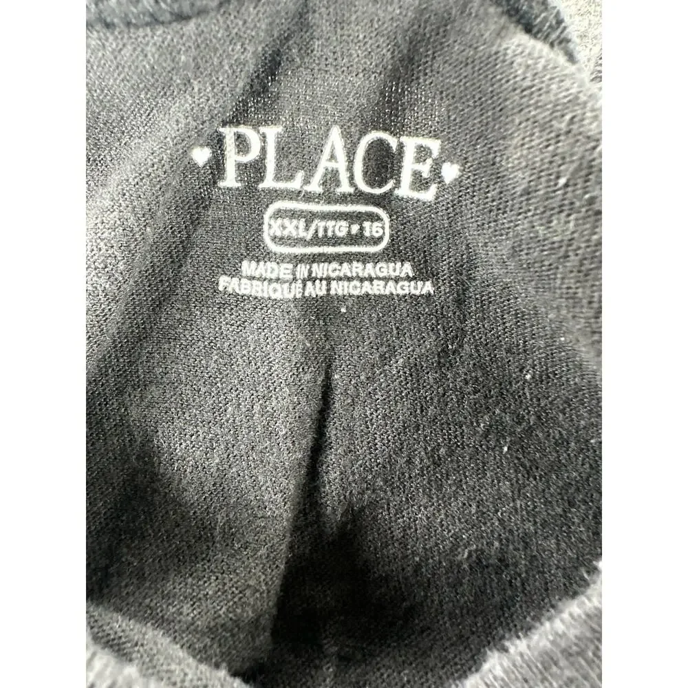 The Children's Place Black Graphic Short Sleeve T-Shirt Youth Girls Size XXL
